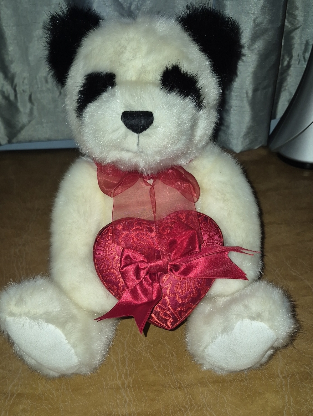 GUND Panda Bear Velvet Heart Box Plush..rare..12"